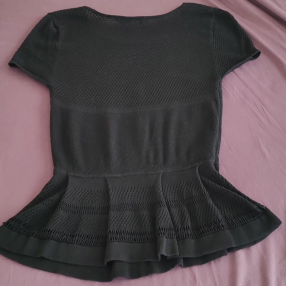 2/$10: BCBG Silk knit crochet "Emily" peplum top - Picture 6 of 13